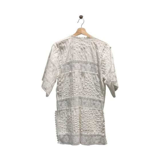 Vintage 80’s Lace Swimsuit Cover/Cardigan White Size L Bohemian Beach Coastal - Picture 7 of 9